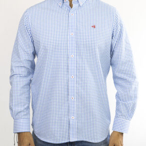 Camisa de cuadros azul claro