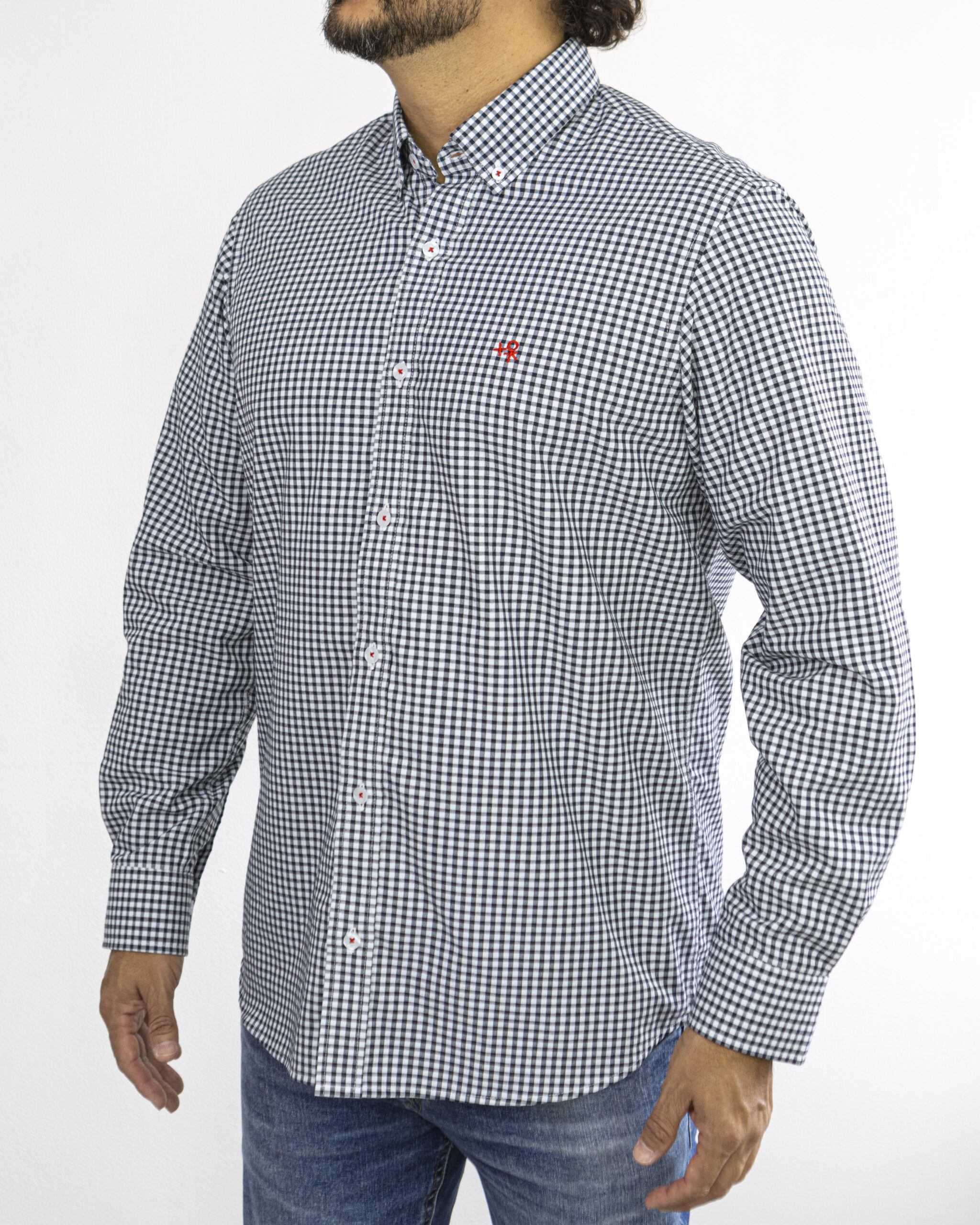 Camisa de cuadros negro con blanco - Imagen 3